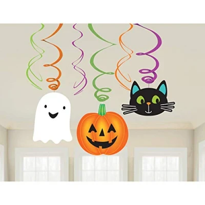 Image of Amscan 9907448 Halloween Friends Party Hanging Swirl Decorations 6 Pack