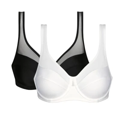 Image of Dim Women&#039;s Avec Armatures Generous Classique Maintien Parfait X2 Bra, Black/White, 36C (Pack of 2)