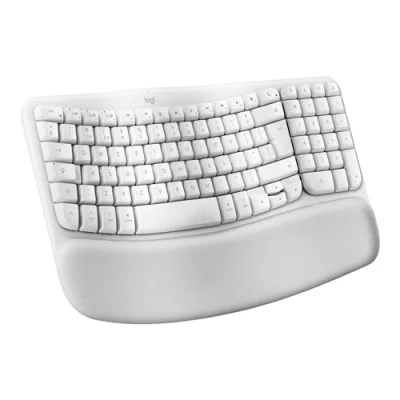 Image of Logitech Wave Keys for Mac, Wireless Ergonomic Keyboard with Cushioned Palm Rest, Comfortable Natural Typing, Bluetooth Keyboard, Easy Switch, Optimised Apple, iPad, QWERTY UK Layout White