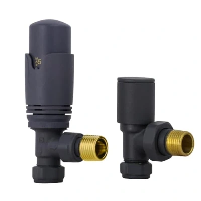 Image of WarmeHaus Designer 15mm Angled Thermostatic and Manual Heating Radiator Towel Rail Valves