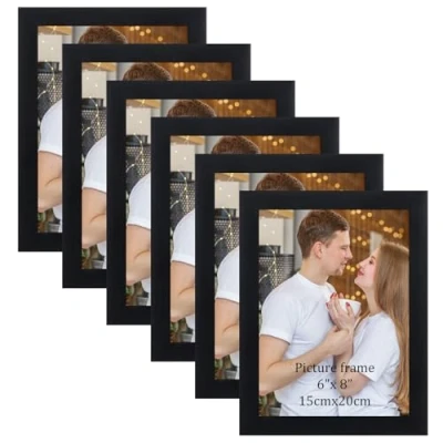 Image of EYMPEU Black 8x6 Photo Frames Set of 6, 6x8 Picture Frame to Hang on the Wall or Place Table Decorate Home, Living Room Office