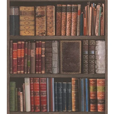 Image of Rasch Wallpaper Library Books Dark Multi 934809 Wall Paper