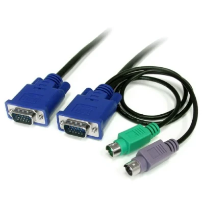 Image of StarTech.com 3 in 1 Ultra Thin PS/2 KVM cable Keyboard / video mouse (KVM) PS/2, HD 15 (VGA) (M) to 6 ft SVECON6