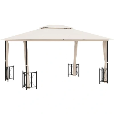 Image of vidaXL Gazebo with Sidewalls&amp;Double Roofs 3x4 m Cream
