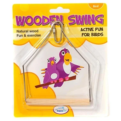 Image of Happy Pet Wooden Bird Swing 16cm