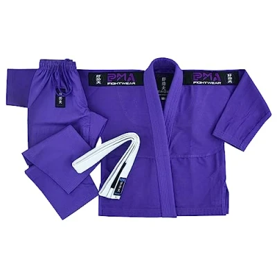 Image of Playwell Pro Girls BJJ GI Jiu Jitsu Uniform Suit (Comes with Free Childrens Ju White Belt) Purple (M00)