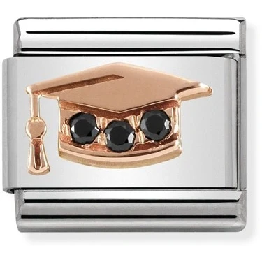 Image of Nomination Rose Gold Graduation Hat Charm