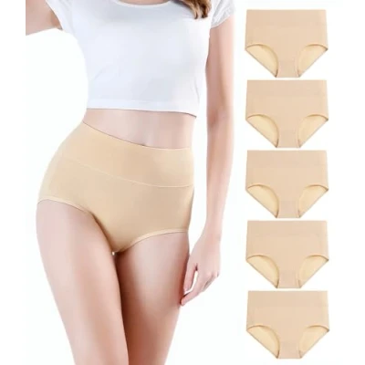 Image of wirarpa Ladies Knickers Cotton Full Briefs High Waisted Underwear Panties for Women 5 Pack Size M