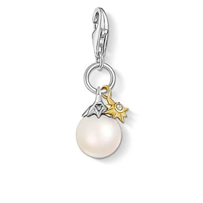 Image of Thomas Sabo Charm Club 1856 849 14 Women&#039;s Pendant Freshwater Cultured Pearl 925 Sterling Silver, 2,7 x 0,8 cm, Silver Cubic zirconia Gold, Not applicable