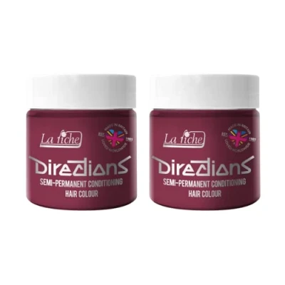 Image of 2x La Riche Directions Semi Permanent Hair Color 100ml Tub Rose Red