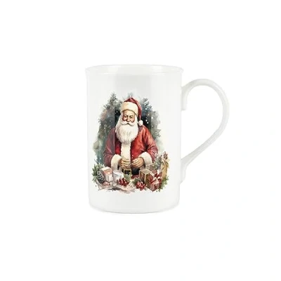 Image of Christmas Mug Watercolour Scene Father Santa Claus Bone China Coffee/Tea Present