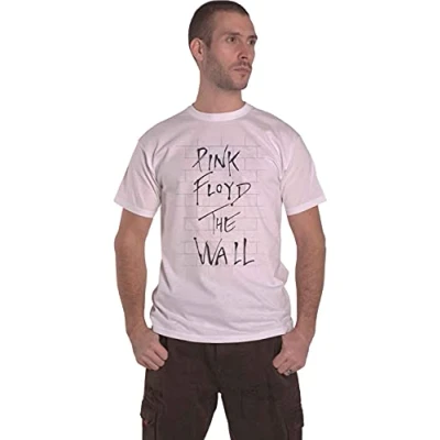Image of Pink Floyd Men&#039;s Wall &amp; Logo T Shirt, White, XX (Size:XX Large)