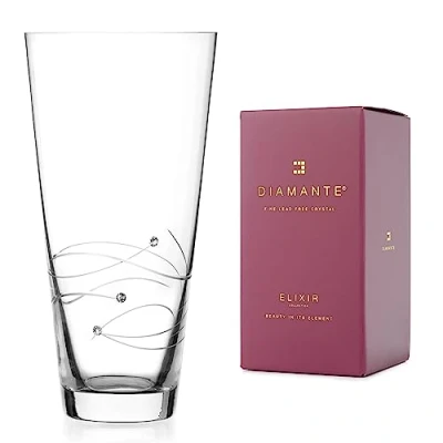 Image of DIAMANTE Spiral Hand cut crystal glass vase decorated with Swarovski crystals 25cm in gift box