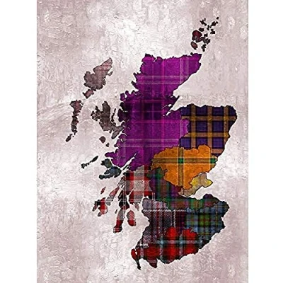 Image of Wee Blue Coo Scotland Map Tartan Regions Unframed Wall Art Print Poster Home Decor Premium