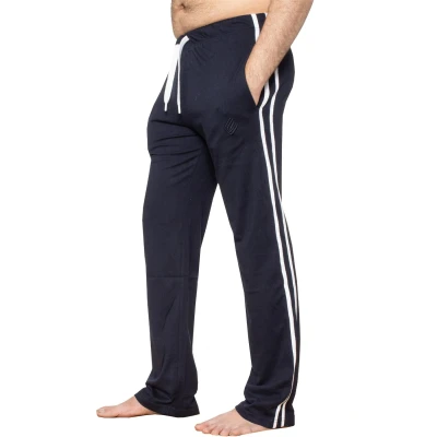 Image of EZLP586 Enzo Mens Lounge Pants Pyjama Bottoms Elasticated Waist Sleep Nightwear Striped Trousers PJ Soft Jersey Loungewear Navy Blue L