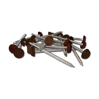 Image of 1000 x Brown UPVC 30mm Poly Top Pins Nails Plastic Headed Fascia Fixings Polytop