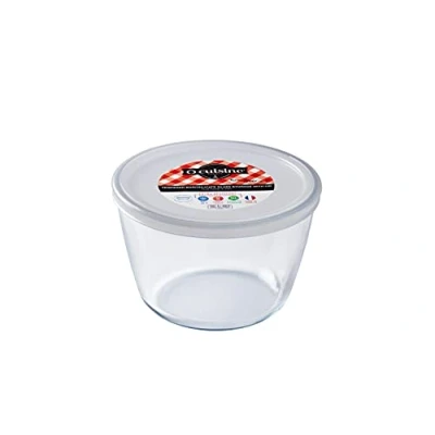 Image of O&#039;Cuisine Cook Freeze &amp; Serve Round Borosilicate Glass Dish with Lid 1.6LT Food Air Fryer Meal Prep Containers