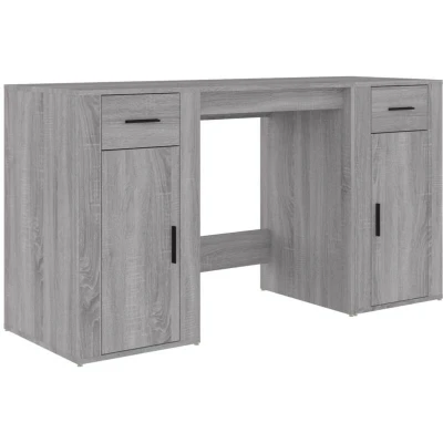 Image of vidaXL Desk with Cabinet Grey Sonoma Engineered Wood