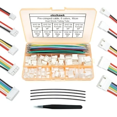 Image of XH 2.54mm Connector Kit JST Compatible 2.5mm Pitch Male Female Sockets Plugs and 22AWG Pre Crimped Silicone Cables Wire 2 3 4 5 6 Pin Housing