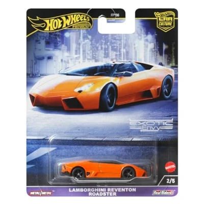 Image of Hot Wheels Premium Lamborghini Reventon Roadster, Car Culture Circuit Legends Vehicles for Kids 3 Years Old &amp; Up, Collection of 1:64 Scale Vehicles, HKC76