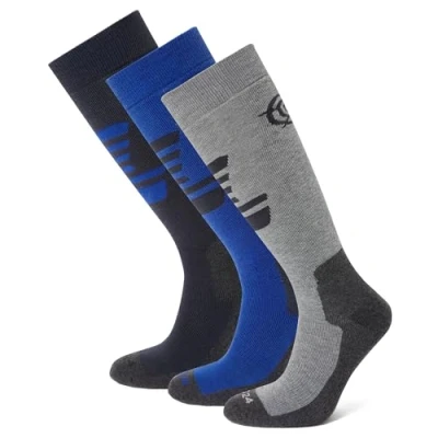Image of TOG24 Bergenz Ski Socks 3 Pack. Padded With Targeted Cushioning, Non Slip Grip Cuffs, Re Inforced Toe &amp; Heel Plus Elastic Arch Ankle Support. Pack Mens Socks. Womens