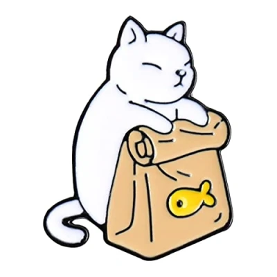 Image of Bottone Cats Enamel Pin for Food Brooch Pins Badge Cute Kitten Brooches Lapel Jeans Shirt Bag Jewelry Gift
