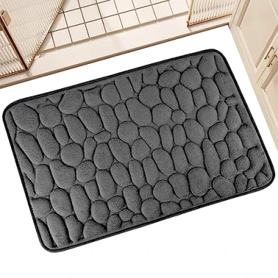 Image of Huasean Foam Bath Mat, Super Absorbent Mat,Extra Soft Non Slip Bathroom Mat,Quick Dry Mats For Floor, Machine Washable Rug Foot Mat,50x80cm