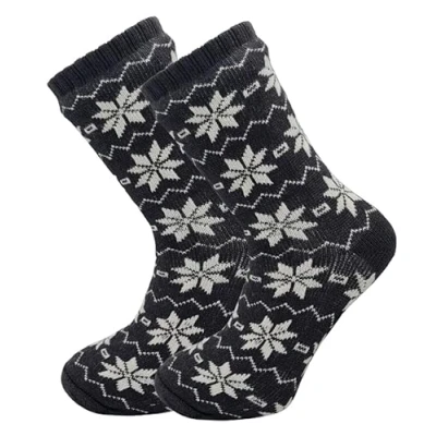 Image of Sock Tec Mens Thermal Socks 4.7 Tog Sherpa Fleece Lining Winter Warm Thick Slipper Gripper Bed Adults 6 11 (Dark Grey)