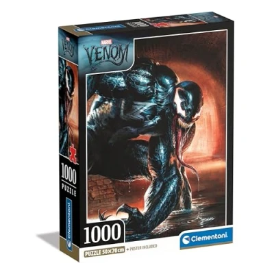 Image of Clementoni Jigsaw Puzzle Collection Marvel Venom 1000 Pieces Compact Box, Poster Included, For Adults 14 99 Years, Gift Men/Women, Made In Italy, 39879