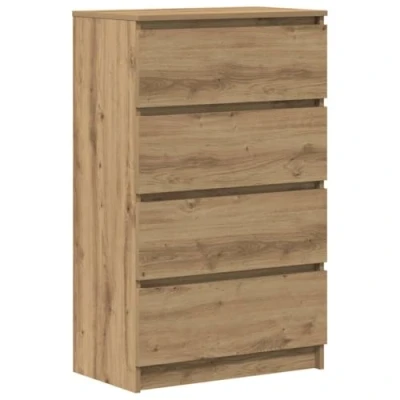 Image of vidaXL sideboard engineered wood storage cabinet artisan oak 60x35x98.5 cm modern design with 4 drawers for living room kitchen office