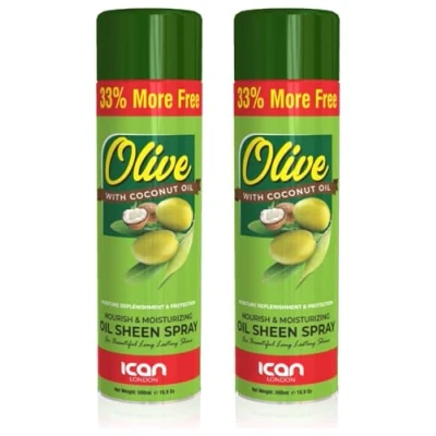 Image of ican London Olive Oil Moisturizing Sheen Spray With Coconut 2 x 500ml (Tween Pack)