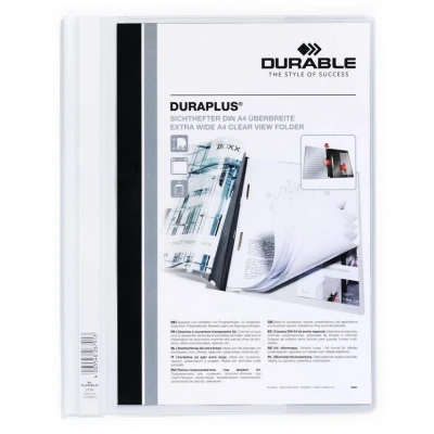 Image of Durable DURAPLUS Presentation Folder Pack of 25 A4 White Folders Ideal for Storing Presentations, Invoices, Quotations, School Work &amp; More