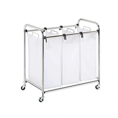 Image of Honey Can Do Heavy Duty Triple Laundry Sorter, Chrome/White