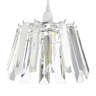 Image of Layka Light Shade Easy Fit Crystal Effect Ceiling Pendant Clear Litecraft