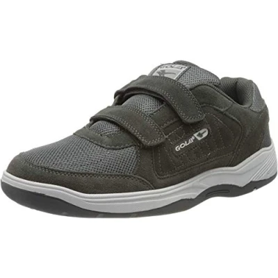 Image of Gola Mens Charcoal Grey Touch Fastening Real Suede Leather Wide Fit EE Trainers 15 UK