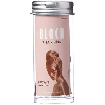 Image of Bloch Dance Women&#039;s Hair Pins 3&quot; 12 Pack Headband, Brown, One Size