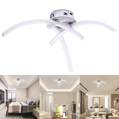 Image of ALLOMN LED Ceiling Light, Chandelier Lamp Modern Curved Design Light with 3 for Living Room Bedroom Dining 18W (Cold White)