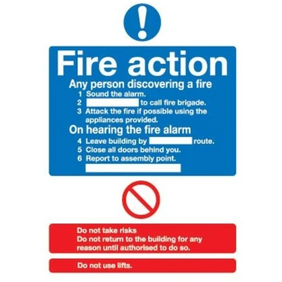 Image of Sitesafe Fire Action Standard Rigid PVC Sign 148 x 210mm