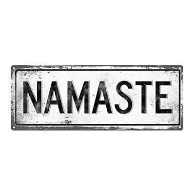Image of DOGT Metal tin sign 8x12 inches NAMASTE Street Sign, Vintage, Retro