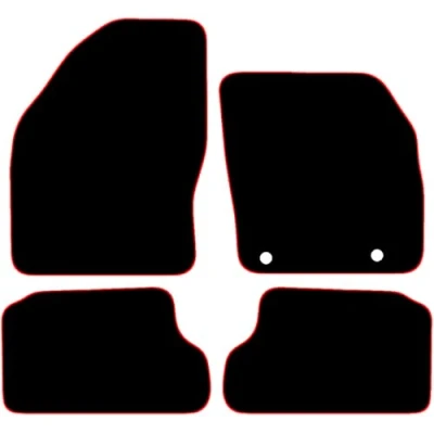 Image of Carsio Carpet Car Mats For Ford Focus Mk2 2005 2011 Tailored Fit Floor Mat Set Complete Accessory Black Custom Fitted All Weather, Anti Slip Backing &amp; Red Trim
