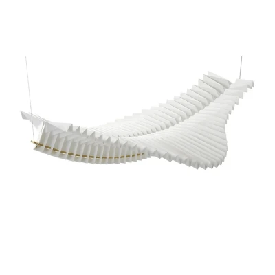 Image of FRANDSEN LED hanging light Sora, white/brass, paper