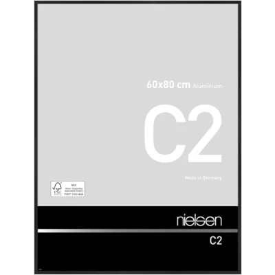 Image of nielsen C2 Photo Frame, 60x80cm Black Aluminium Picture Frame with Protective Float Glass and Push Turn Clips Soft
