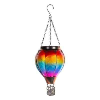 Image of Hot Air Balloon Solar Light, Lantern, Flame Effect Garden Ornaments Outdoor, Flickering Led Lights, Hanging Lights