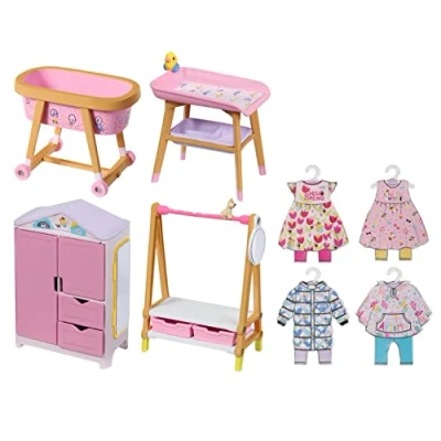 Image of BABY born Minis Playset Furniture 906163 Exclusive Scandi Inspired Set for Dolls and Playsets Suitable Kids From 3+ Years