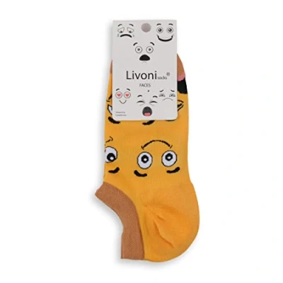Image of Livoni Faces Low Socks, 39 42, Multi Coloured, M