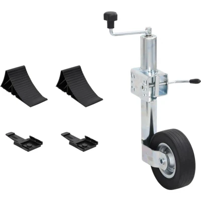 Image of vidaXL Trailer Jack Wheel 60 mm with Split Clamp and Chocks