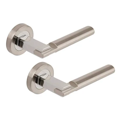 Image of Excel DH3655 Chronos Passage Door Handles on Round Rose, Duel Satin Nickel/Polished Chrome