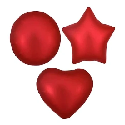 Image of Red Round Satin Foil Balloon, 45cm