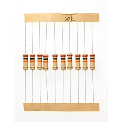 Image of HUABAN 100 Pieces 1 Watts 1W 20K Ohm 5% Carbon Film Resistor
