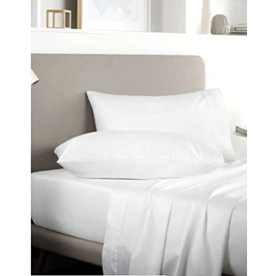Image of RAYYAN LINEN LUXURY SATIN 100% EGYPTIAN COTTON WHITE PAIR OF PILLOWCASES 400 THREAD COUNT SIZE 50 X 75 CM ONLY